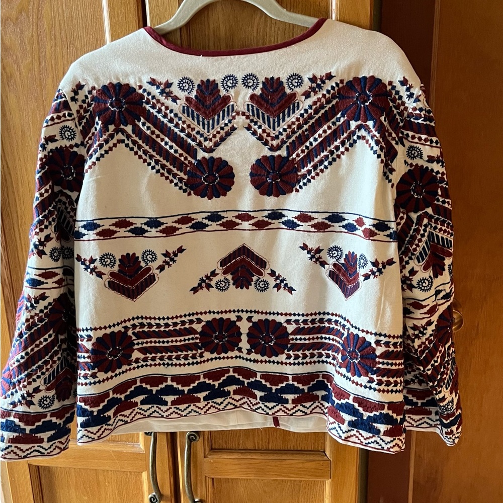 Blue And Red Geometric Patterns On 100% Cotton Ja… - image 2